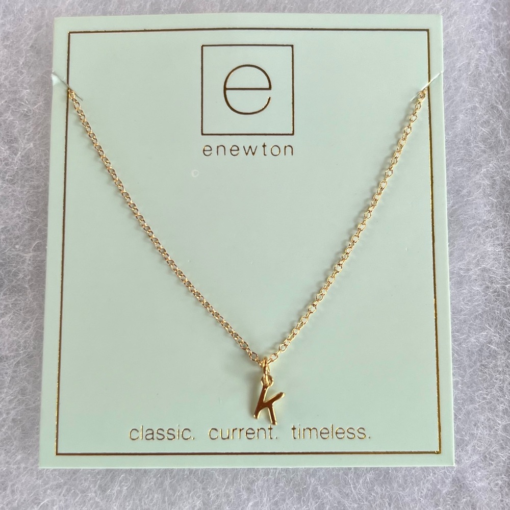 eNewton “K” Initial Necklace- Gold